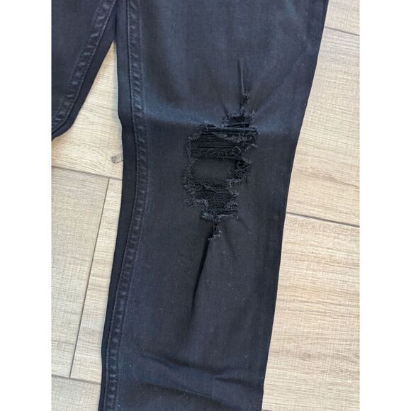 Women’s HOLLISTER jeggings W27  L26 High Rise Crop Stretchy 5 R Black Distressed - Picture 3 of 4